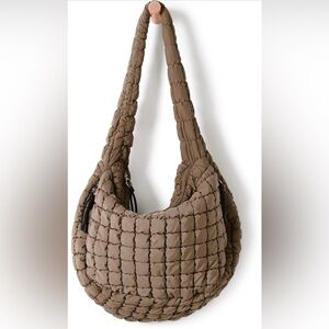 Never Worn Quilted Nylon Hobo Bag in Brown